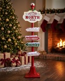 1.5m Welcome To The North Pole Indoor Christmas Directional LED Signpost