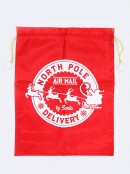 White North Pole Delivery Air Mail By Santa Stamp Red Gift Santa Sack - 70cm