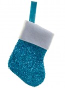 Lime Green, Turquoise & Silver Mini Tinsel Fabric Stocking Decorations - 6 x 15cm
