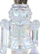 Clear Iridescent Tin Soldier Christmas Decoration With Champagne Glitter - 12cm