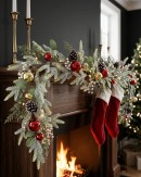 2.7m Decorated Cedar & Mixed Foliage Christmas Garland | Red & Gold Baubles