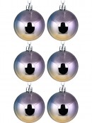 6x 60mm Metallic Rainbow-Like Iridescent Christmas Baubles