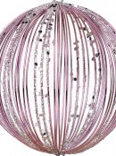 Pink Wire Glittered Bauble Shape Christmas Tree Hanging Decoration - 80mm
