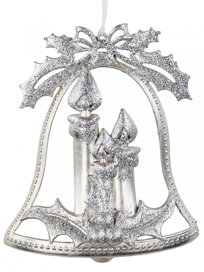 Dynamic Champagne Rose & Silver Statement Candle Plaque Bell | 17cm