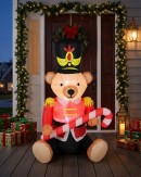 1.6m Teddy Bear Soldier With Candy Cane | LED Outdoor Inflatable