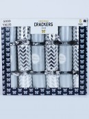 Metallic Silver & Matte Zig Zag & Merry Christmas Cracker Bon Bons - 6 x 23cm