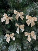 6x 80mm Gold Glitter Christmas Bows