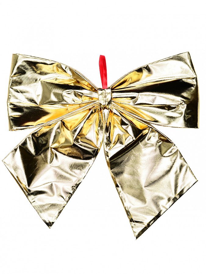 Large Shiny Metallic Gold Moulded Craft Bow Display Decoration - 45cm