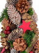 Natural Table Top Tree With Pine Cones, Stars, Wood Chunks & Bells - 43cm