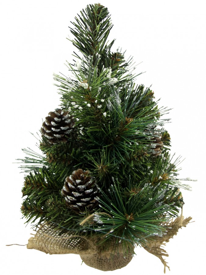 Morning Frost With Pine Cones Table Top Christmas Tree With 37 Tips - 30cm