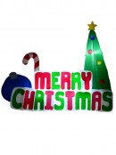 Merry Christmas With Bauble, Tree & Cane Illuminated Inflatable Display - 2.6m