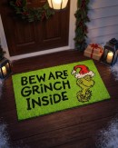 75cm Dr. Seuss The Grinch Doormat | Beware Grinch Inside Entryway Mat