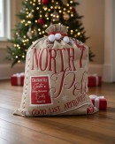 Jute North Pole Good List Approved Checked By Santa & Buddy Gift Sack | 80cm