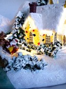 Illuminated & Animated Winter Church Village Scene Ornament - 26cm