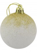 White With Gold Glitter Cascading Baubles - 6 x 60mm