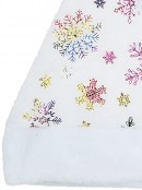 Plush Winter White With Multi Colour Snowflakes Santa Hat - One Size Fits Most