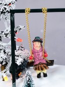 Kids On The Playground Swing Animated LED Christmas Village Scene - 14cm