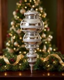 52cm Metallic Silver Glitter Striped Large Display Ellipsoid Finial