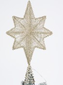 Warm White LED Illuminated Champagne 3D Star Tree Topper Decoration - 42cm