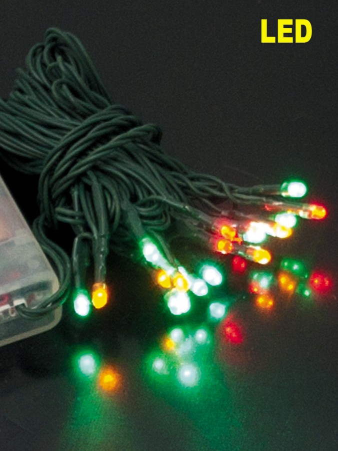 15 Multi Colour LED Micro Bulb Battery Light String - 2.4m