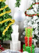 20cm Silver Glitter Large Display Christmas Bauble