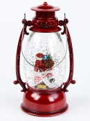 Santa In The Chimney Hurricane Lantern Christmas Snow Globe - 24cm