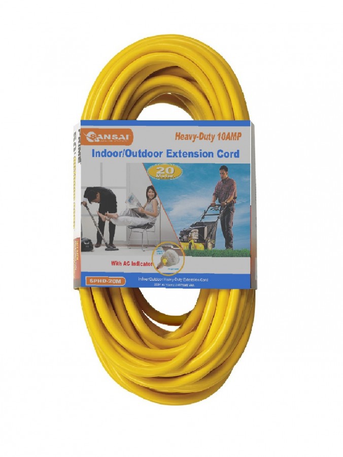 20m Yellow Sansai 10A Heavy Duty Power Outdoor Extension Cord