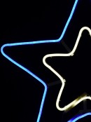 Blue & Cool White Christmas Stars Neon Flex Rope Light Silhouette - 63cm