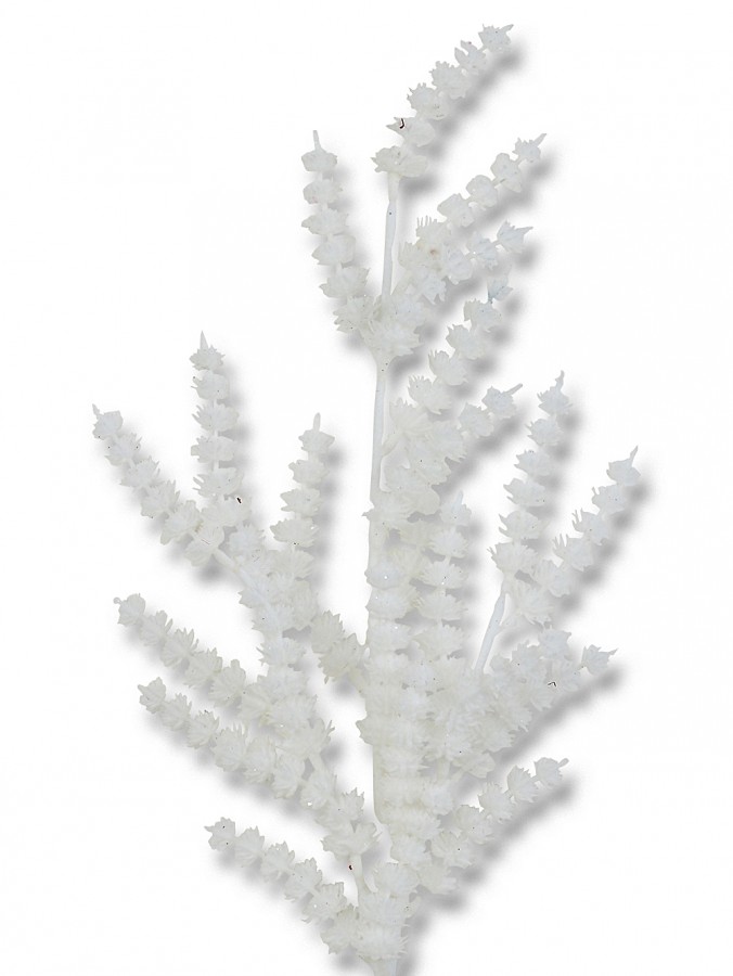 64cm White Frost Flowers Look Spray Long Christmas Stem
