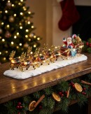 22cm Santa, Sleigh & Reindeers In Snow With Warm White LED Lights