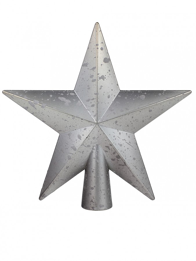 Silver 3D Star With Splatter Pattern Christmas Tree Top Decoration - 20cm