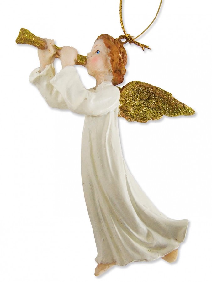 Angel Playing Flute Hanging Ornament - 10cm