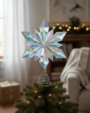 Large Clear Iridescent Star Snowflake Christmas Tree Topper | 32cm