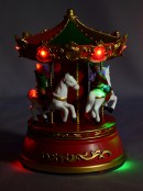 Animated, Illuminated & Musical Christmas Village Carousel Scene - 18cm
