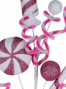 Pink & White Candy Confectionery Christmas Lollipop Long Stem - 25cm Wide