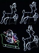 Santa & Sleigh With 3 Reindeers LED Christmas Light Display Silhouette - 2.5m