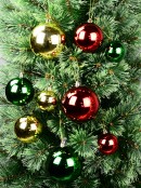63x Classic Shiny Red Green & Gold Starter Bauble Pack | 60mm 80mm & 10cm