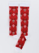 Reindeers & Snowflakes Pattern Red Long Christmas Socks - One Size Fits Most