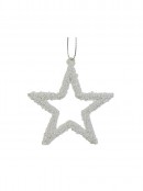 Bubble Trim Detail White Star Christmas Tree Hanging Decorations - 6 x 70mm