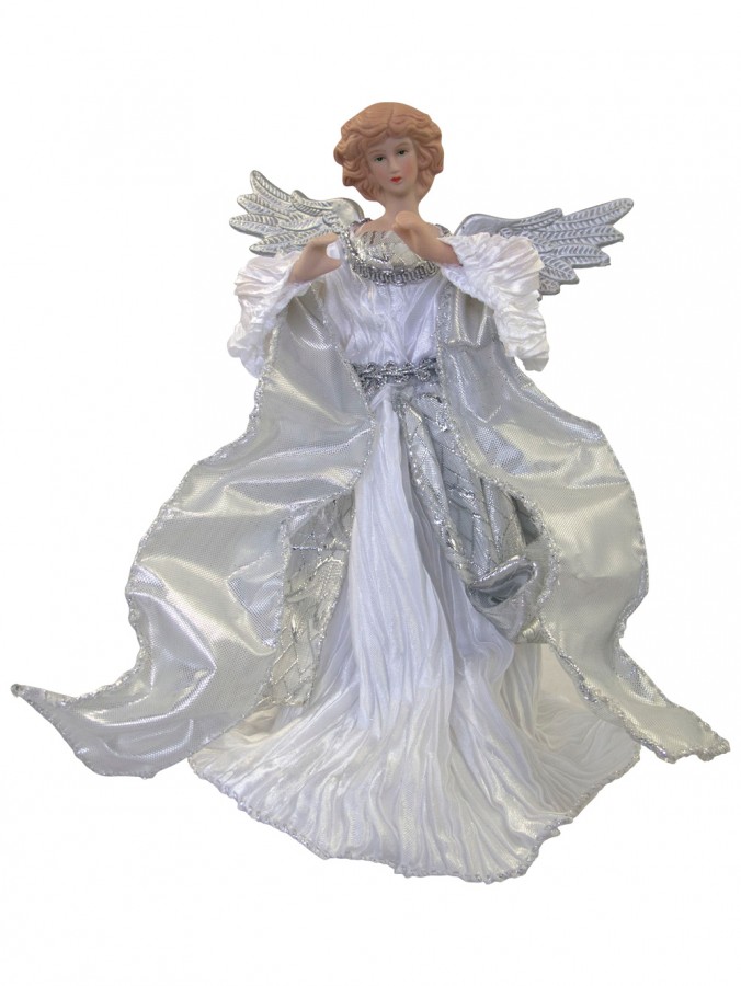 White & Silver Decorative Angel With Wings - 20cm