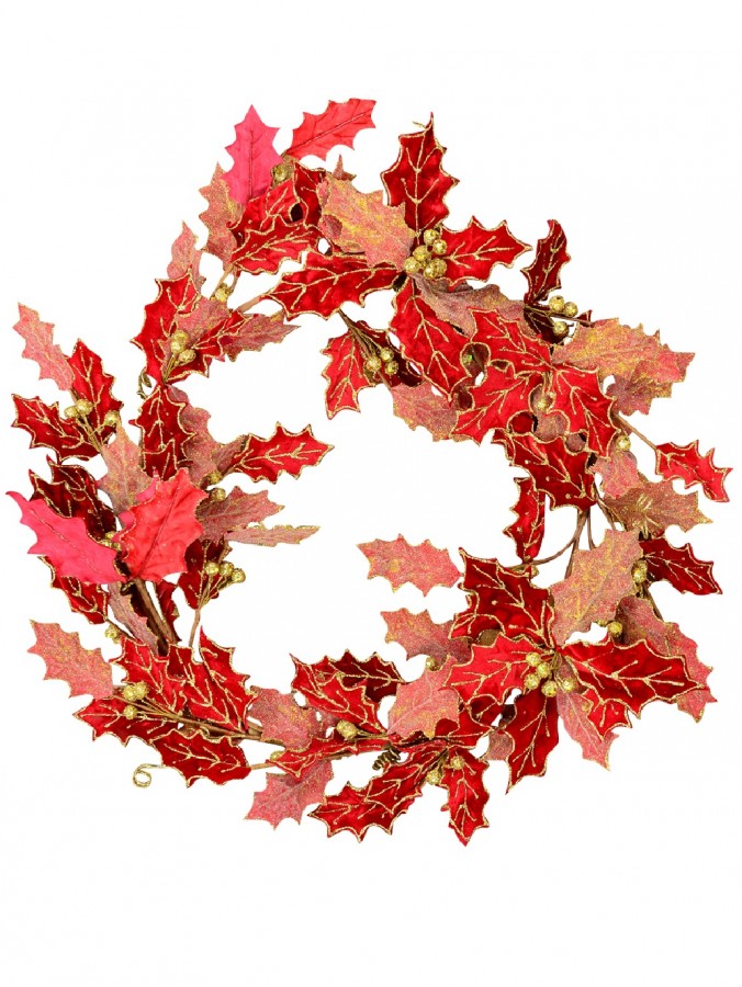 Decorative Red Poinsettia Glittered Vine Wreath - 64cm