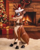 1.1m Cute Sitting Reindeer Life Size Resin Christmas Ornament