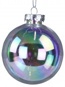 Clear Iridescent Soap Bubble Look Christmas Bauble Decorations - 4 x 10cm