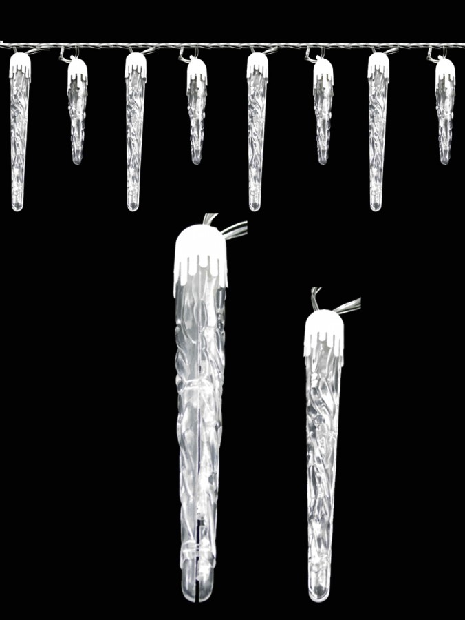 16 Cool White Super Bright LED Natural Icicles - 4m