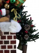 Large Decorative Santa Climbing In Chimney With Gifts & Tree - 84cm