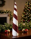 Red & White Swirl Christmas Large Conical Tree Tinsel Plaque Ornament | 92cm