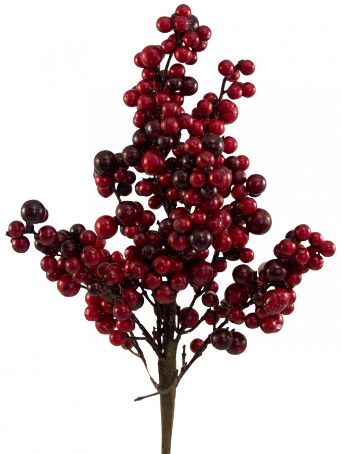 Red & Burgundy Holly Berry Decorative Pick - 18cm