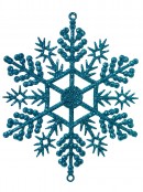 Glittered Turquoise & Silver Snowflake Hanging Decorations - 12 x 10cm