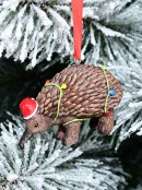80mm Echidna With Fairy Lights Resin Christmas Tree Ornament