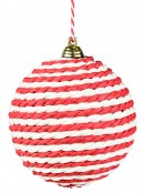 4x 80mm Natural, Red & Green Paper Rope Cord Christmas Baubles